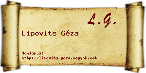 Lipovits Géza névjegykártya